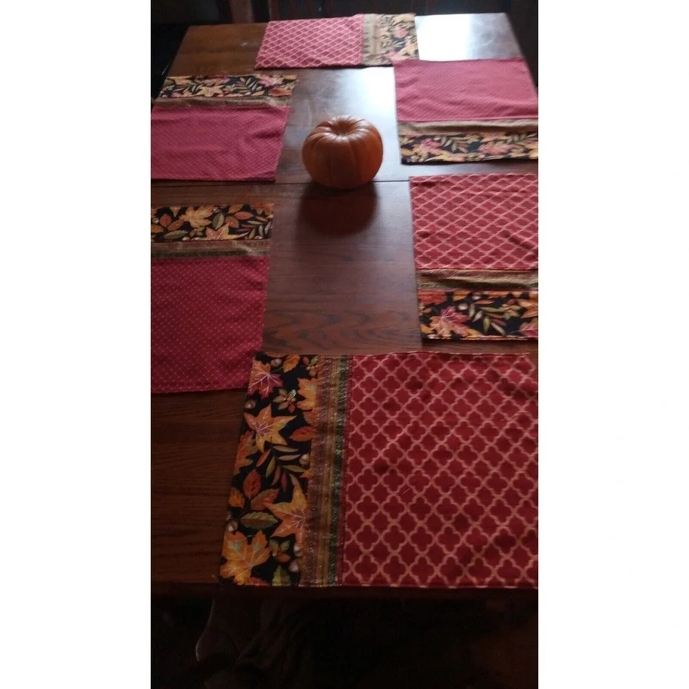 Thanksgiving Autumn‎ Fall Harvest  Placemats Set of 6 with Table Runner 36